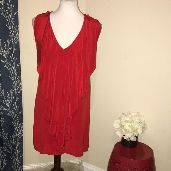 Milly Ruffle Neck Shift Dress with Exposed Zipper - Picture 1 of 7